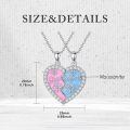 wholesale 925 Sterling Silver Best Friends Pink & Blue Enamel Heart Pendants Necklaces Set for Two Women Gift-0-3