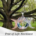wholesale 925 Sterling Silver Blue Purple Swarovski Crystal Triple Moon Goddess Tree of Life Pendant Necklace for Women-0-1