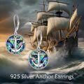 wholesale 925 Sterling Silver Abalone Shell Anchor Drop Dangle Leverback Earrings Sea Life s for Women-0-2