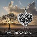wholesale 925 Sterling Silver Heart Shaped Abalone Shell Tree of Life Keepsake Pendant Necklace with Funnel and Key Tool Set-0-4