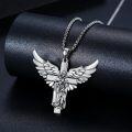 wholesale 925 Sterling Silver Guardian Angel Cross Pendant Necklace for Men Women Catholic s-0-4