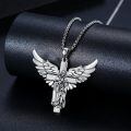 wholesale 925 Sterling Silver Guardian Angel Cross Pendant Necklace for Men Women Catholic s-0-4