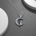 wholesale 925 Sterling Silver Crescent Moon Cat Pendant-0-3
