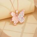 wholesale 925 Sterling Silver Plated Rose Gold Butterfly Opal Pendant Necklace for Women - Cute Animal  for Mothers' Day & Birthdays-0-1