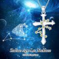 wholesale 925 Sterling Silver Yellow Crystal Star and Zodiac Constellation Cross Pendant Necklace-0-2