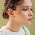 wholesale 925 Sterling Silver Green Enamel Four-Leaf Clover Drop Dangle Earrings for Women St Patrick's Day -0-2