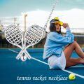 wholesale 925 Sterling Silver Crossed Tennis Rackets Ball Pendant Necklace Platinum Plated-0-4