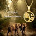wholesale 14K Gold Cubic Zirconia Elephant Heart Pendant Necklaces for Women s-0-4