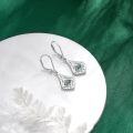 wholesale 925 Sterling Silver Green Moss Agate Triangular Filigree Dangle Leverback Earrings Bohemian Style Jewellery Gift for Women-0-2