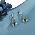 wholesale 925 Sterling Silver & Emerald Peacock Feather Dangle Earrings, Elegant Gift for Women-0-1