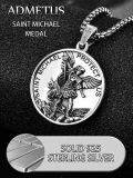 wholesale 925 Sterling Silver St Michael Archangel Protect Us Pendant Necklace for Men Women 3D Angel Guardian -0-3