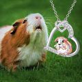 wholesale 925 Sterling Silver Heart-Shaped Guinea Pig Pendant Necklace with Cubic Zirconia Gifts for Women-0-5