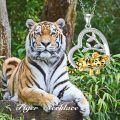 wholesale 925 Sterling Silver Cute Tiger Lion Pendant Necklace with Tree of Life Jewelry for Women-0-2