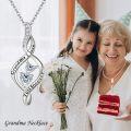 wholesale 925 Sterling Silver Heart Pendant Necklace with Cubic Zirconia and Engraved Message Grandma I love you forever - Mother's Day Gifts for Grandma-0-5
