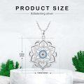 wholesale 925 Sterling Silver Blue Crystal Evil Eye Lotus Flower Mandala Pendant Necklace-0-3