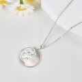 wholesale 925 Sterling Silver Round Abalone Shell Wave Design Pendant Necklace-0-3