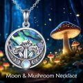 wholesale 925 Sterling Silver Mushroom and Moonstone Pendant Necklace with Abalone Shell Inlay-0-1