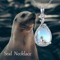 wholesale 925 Sterling Silver Blue Moonstone Seal Pendant Necklace-0-5
