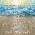wholesale 925 Sterling Silver Green Stone Wave Adjustable Bracelet for Women - Ocean Inspired Beach Gift Idea-0-22