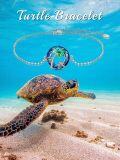 wholesale TOUPOP Sea Turtle Bracelets For Women 925 Sterling Silver Plam Tree Bracelet With Blue Crystal Jewelry For Women Mom Daughter, Medium -0-4