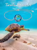 TOUPOP Sterling Silver Blue Crystal Sea Turtle Palm Tree Bracelet For Women-0-4