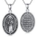 wholesale 925 Sterling Silver Saint Anthony Oval Pendant Necklace-0-0