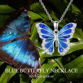 wholesale 925 Sterling Silver Blue and Purple Enamel Butterfly Pendant Necklace for Women-0-5