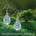 wholesale 925 Sterling Silver Abalone Shell & Moonstone Tree of Life Drop Earrings-0-2