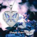 wholesale 925 Sterling Silver Butterfly Enamel Heart Lockets Necklaces for Women Birthdays Gift Ideas-0-1
