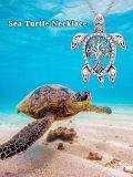 wholesale 925 Sterling Silver Larimar & CZ Sea Turtle Pendant Necklace for Women-0-2