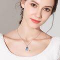 wholesale 925 Sterling Silver Owl Pendant With Heart Moonstone And Blue Enamel Design On Branch Necklace-0-3