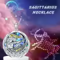 TOUPOP Sterling Silver Blue Topaz Sagittarius Zodiac Constellation Pendant Necklace-0-1