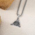 wholesale 925 Sterling Silver Triangle Evil Eye Pendant Necklace  for Men & Women-0-3