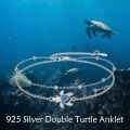 wholesale 925 Sterling Silver Turtle Shell Blue Abalone Inlay Ankle Anklet for Women's Gifts-0-1