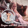 wholesale 925 Sterling Silver Angel and Dragon Design Pendant Necklace for Women-0-4