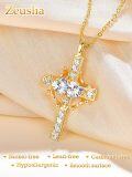 wholesale  Sterling Silver Birthstones Gold Cross Necklace for Women -0-1