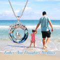 wholesale 925 Sterling Silver Blue Crystal Pendant with Family Figures - 925 Jewelry for Mom Dad Son Daughter Sisters Brothers Gift-0-4
