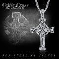 wholesale 925 Sterling Silver Celtic Cross Pendant on Rolo Chain - Irish Knot Protection Jewelry for Men (24+2) -0-5