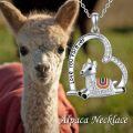 wholesale 925 Sterling Silver Llama Pendant Heart Love You Forever Necklace Gifts for Women-0-5