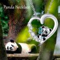 wholesale 925 Sterling Silver Panda Heart Pendant Necklace Animal  for Women-0-4