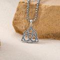 wholesale 925 Sterling Silver Celtic Knot Triquetra Pendant Necklace  Norse Viking  for Women Men-0-1