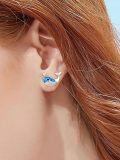 wholesale 925 Sterling Silver Blue Opal Whale Stud Earrings for Women - Hypoallergenic-0-3
