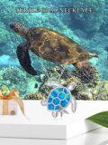wholesale 925 Sterling Silver Blue Fire Opal Sea Turtle Starfish Pendant Necklace-0-4