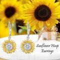 wholesale TOUPOP Sunflower Gifts Sunflower Hoop Earrings Sterling Silver Jewelry -0-1