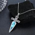 wholesale 925 Sterling Silver Celtic Cross Abalone Shell Dagger Pendant Necklace for Men Women Vintage Gothic s 48cm Chain Length-0-8