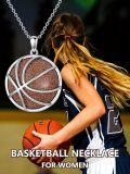 wholesale 925 Sterling Silver Goldstone Basketball Sports Pendant Necklace-0-2