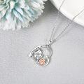 wholesale 925 Sterling Silver Heart-Shaped Squirrel and Cat Pendant Necklace - I Love You Forever Charm for Women & Girls' Gifts-0-2