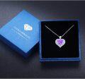 wholesale 925 Sterling Silver Purple Fire Opal Heart with Wings Pendant Necklace - Dainty s for Her-0-5