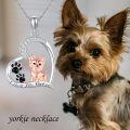 wholesale 925 Sterling Silver Heart-Shaped Pendant with Dog and Paw Print Necklace - Gifts for Women Who Love Dogs-0-4