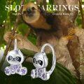 wholesale 925 Sterling Silver Purple Crystal Panda Huggie Hoop Earrings for Girls and Women-0-3